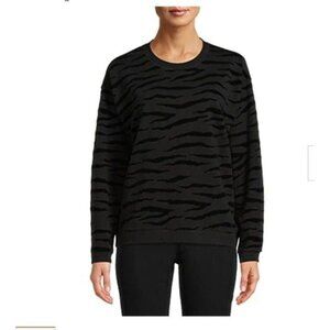 Time and Tru Women's Swing Sweatshirt Black Zebra Print Size Medium